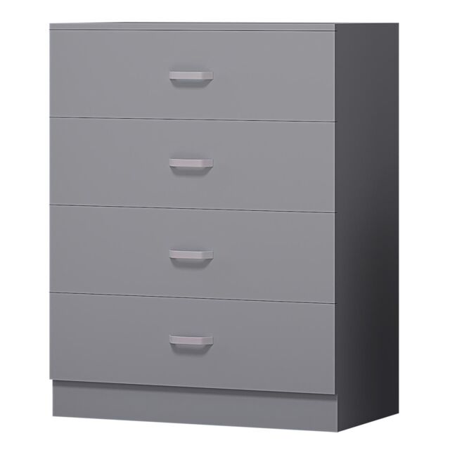 FWStyle Grey 4 Drawer Chest Of Drawers Metal Handles Scratch Resistant - image 1