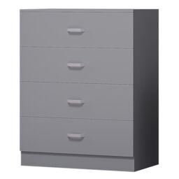 FWStyle Grey 4 Drawer Chest Of Drawers Metal Handles Scratch Resistant - thumbnail 1