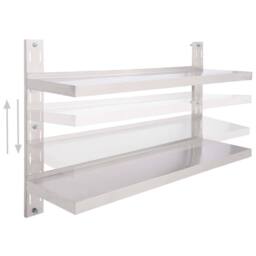 Berkfield Home 2-Tier Floating Wall Shelf Stainless Steel 120x30 cm in Grey - thumbnail 3