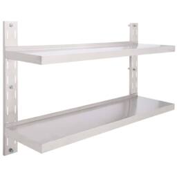Berkfield Home 2-Tier Floating Wall Shelf Stainless Steel 120x30 cm in Grey - thumbnail 1