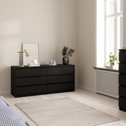 Furniture To Go Naia Wide Chest of 6 Drawers (3+3) in Black - thumbnail 5