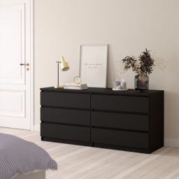 Furniture To Go Naia Wide Chest of 6 Drawers (3+3) in Black - thumbnail 6