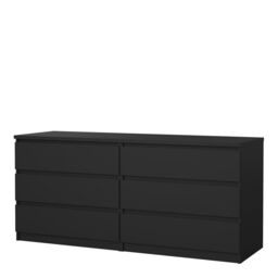 Furniture To Go Naia Wide Chest of 6 Drawers (3+3) in Black - thumbnail 3