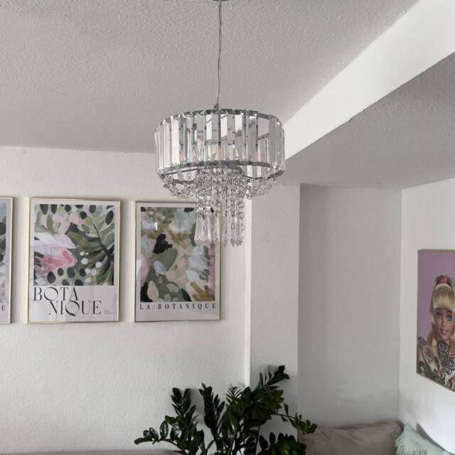 Wyld and Coco Pendant Lamp Transparent Acrylic Droplets 83 cm Gloss Finish in Clear - image 1