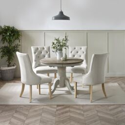 FurnitureboxUK Padstow Wooden Extending Dining Table & 4 Belgravia Chairs in Light Grey - thumbnail 1