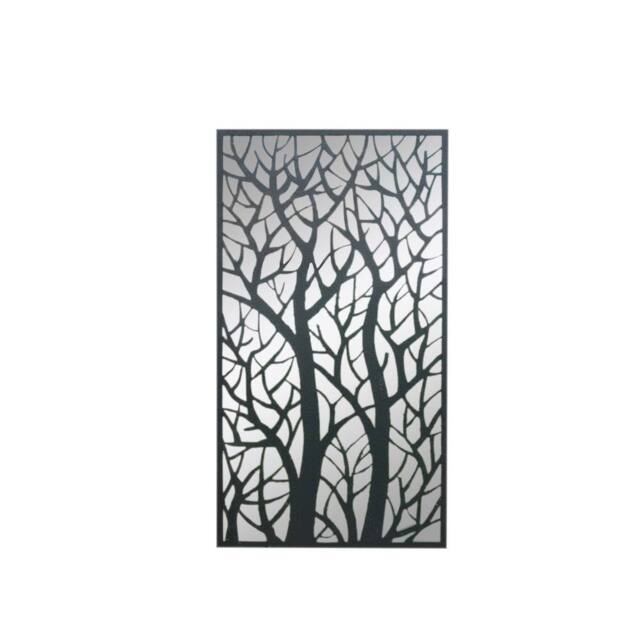 Melody Maison Black Tree Detail Garden Wall Mirror - 90cm X 50cm - Size: 90 cm X 50 cm - image 1