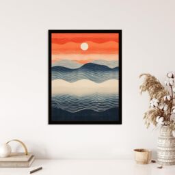 "Wee Blue Coo Wall Art Print Low Sun High Tide Blue Orange Seascape Living Room Framed - Size: W12"" x H16""" - thumbnail 4