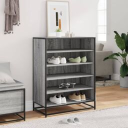 Berkfield Home Shoe Cabinet Grey Sonoma 75x38x97.5 cm Engineered Wood & Metal - thumbnail 3