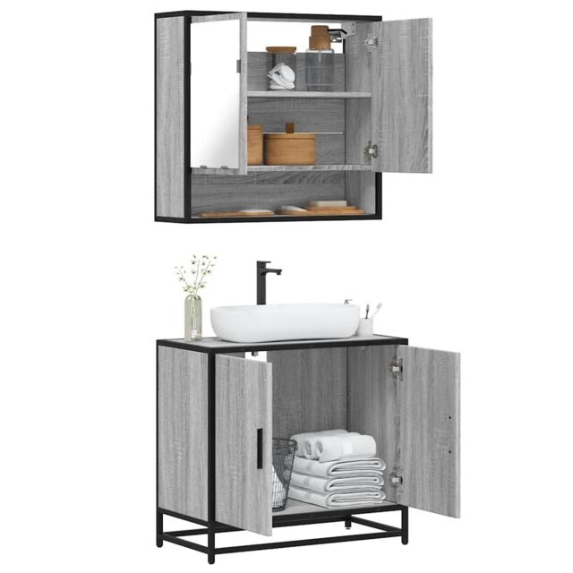 Berkfield Home 2 Piece Bathroom Furniture Set Grey Sonoma Engineered Wood - image 1