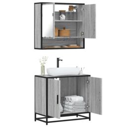Berkfield Home 2 Piece Bathroom Furniture Set Grey Sonoma Engineered Wood - thumbnail 1