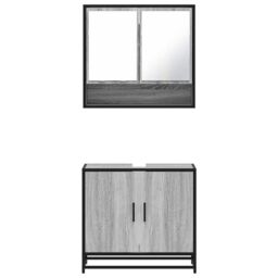 Berkfield Home 2 Piece Bathroom Furniture Set Grey Sonoma Engineered Wood - thumbnail 5