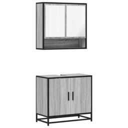 Berkfield Home 2 Piece Bathroom Furniture Set Grey Sonoma Engineered Wood - thumbnail 2