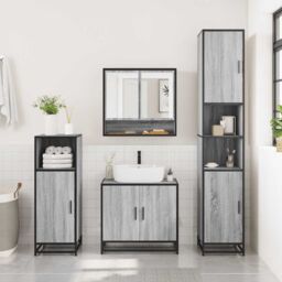 Berkfield Home 2 Piece Bathroom Furniture Set Grey Sonoma Engineered Wood - thumbnail 4