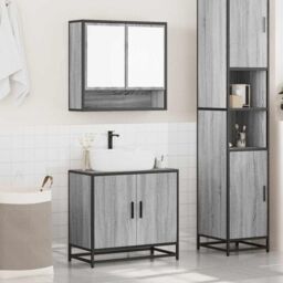 Berkfield Home 2 Piece Bathroom Furniture Set Grey Sonoma Engineered Wood - thumbnail 3