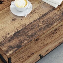Berkfield Home Coffee Table Old wood 100 x 51 x 45 cm Engineered wood in Brown - thumbnail 4