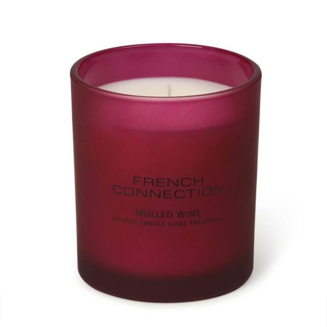 French Connection Red Glass Candle Mulled Wine 190g Single Wick Scented Candle in Burgundy - image 1