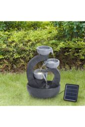 Living and Home Garden Solar-Powered Water Fountain Rockery Decor in Natural - thumbnail 1