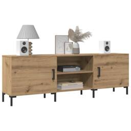 Berkfield Home TV Cabinet Artisan Oak 150x30x50 cm Engineered Wood in Light Brown - Size: 150 x 30 x 50 cm - thumbnail 2