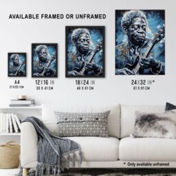 Artery8 Wall Art Print Gospel Blues Melancholy Chicago Soul Musician Art Framed in Blue - Size: A4 - thumbnail 3