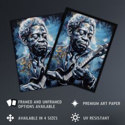 Artery8 Wall Art Print Gospel Blues Melancholy Chicago Soul Musician Art Framed in Blue - Size: A4 - thumbnail 2