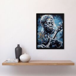 Artery8 Wall Art Print Gospel Blues Melancholy Chicago Soul Musician Art Framed in Blue - Size: A4 - thumbnail 4