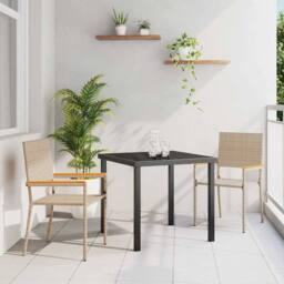 Berkfield Home Stacking Garden Chairs - 2 Pack in Beige Poly Rattan - thumbnail 2