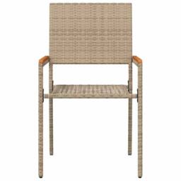 Berkfield Home Stacking Garden Chairs - 2 Pack in Beige Poly Rattan - thumbnail 5