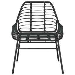 Berkfield Home Beautiful 7 Piece Garden Dining Set Black Poly Rattan Glass - thumbnail 6