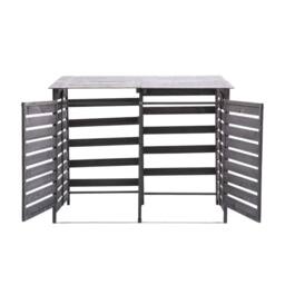NESTLUNE Double Wheelie Bin Storage Store Shed For Recycling Hideaway in Grey - Size: 100 cm x 15 cm - thumbnail 6