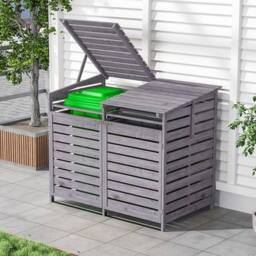 NESTLUNE Double Wheelie Bin Storage Store Shed For Recycling Hideaway in Grey - Size: 100 cm x 15 cm