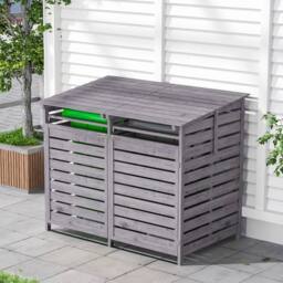 NESTLUNE Double Wheelie Bin Storage Store Shed For Recycling Hideaway in Grey - Size: 100 cm x 15 cm - thumbnail 5