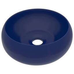Berkfield Home Luxury Wash Basin Round Matt Dark Blue 40x15 cm Ceramic - thumbnail 2