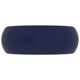 Berkfield Home Luxury Wash Basin Round Matt Dark Blue 40x15 cm Ceramic - thumbnail 4