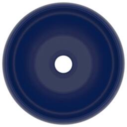 Berkfield Home Luxury Wash Basin Round Matt Dark Blue 40x15 cm Ceramic - thumbnail 3