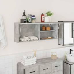 Berkfield Home Bathroom Wall Cabinet Concrete Grey 100x25x40 cm Engineered Wood - Size: 100 x 25 x 40 cm - thumbnail 2