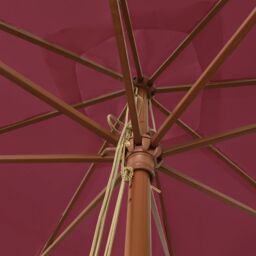 Berkfield Home Garden Parasol with Wooden Pole Bordeaux Red 300x300x273 cm - Size: 300 x 300 x 273 cm - thumbnail 5