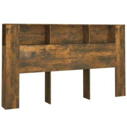 Berkfield Home Headboard Cabinet Smoked Oak 180x18.5x104.5 cm in Brown - thumbnail 2