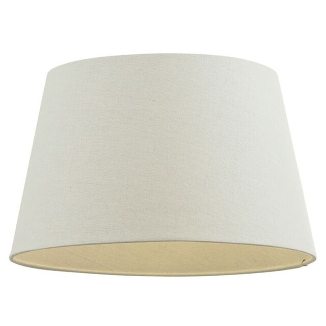 "Loops 16"" Inch Round Tapered Drum Lamp Shade Ivory Linen Fabric Cover Simple Elegant" - image 1
