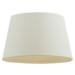"Loops 16"" Inch Round Tapered Drum Lamp Shade Ivory Linen Fabric Cover Simple Elegant"