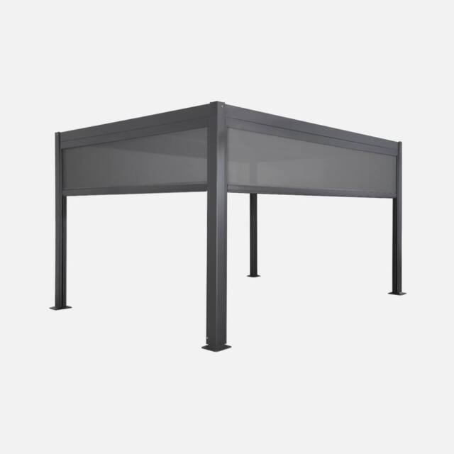 sweeek Louvered Pergola Aluminium 4 X 3m With A 3m Blind & A 4m Blind in Grey - image 1