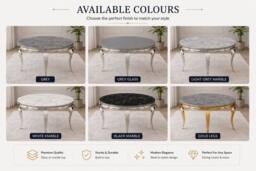 Stratus Interiors Louis Premium Marble Dining Table with Contemporary Curved Legs in Light Grey - Size: 100 cm x 100 cm - thumbnail 5