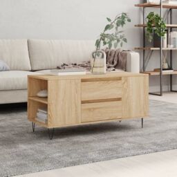 Berkfield Home Coffee Table Sonoma Oak 102x44.5x50 cm Engineered Wood in Brown - thumbnail 1