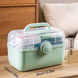 EONLION Large Medicine Organizer Box Capacity Portable in Green - Size: 500mm - thumbnail 2