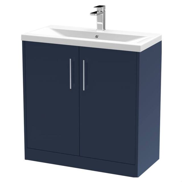 Balterley Winshill Contemporary 2 Door Vanity Basin Unit, Dark Blue, 800mm in Blue - image 1
