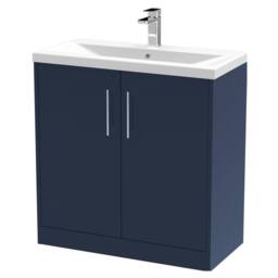 Balterley Winshill Contemporary 2 Door Vanity Basin Unit, Dark Blue, 800mm in Blue
