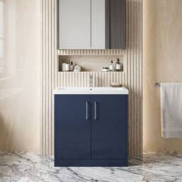 Balterley Winshill Contemporary 2 Door Vanity Basin Unit, Dark Blue, 800mm in Blue - thumbnail 6