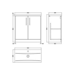Balterley Winshill Contemporary 2 Door Vanity Basin Unit, Dark Blue, 800mm in Blue - thumbnail 5