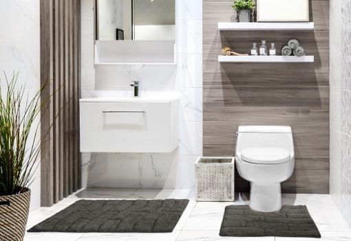 New Edge Blinds Ripple Collection Pure Cotton Jacquard 2pc Bath Set in Grey - Size: 50 cm x 80 cm - image 1