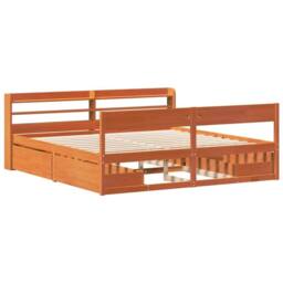 Berkfield Home Bed Frame Frame Wax Brown 180x200 cm Super King Solid Wood Pine - thumbnail 3