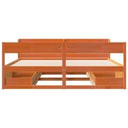 Berkfield Home Bed Frame Frame Wax Brown 180x200 cm Super King Solid Wood Pine - thumbnail 4